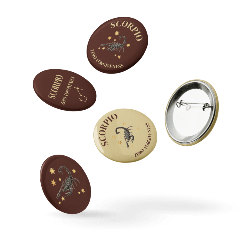 Scorpio Zodiac Pin Buttons Set of 5