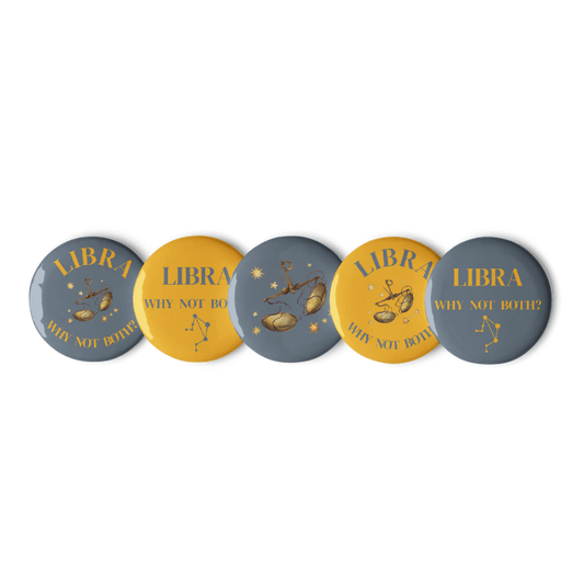 Libra Zodiac Pin Buttons Set of 5