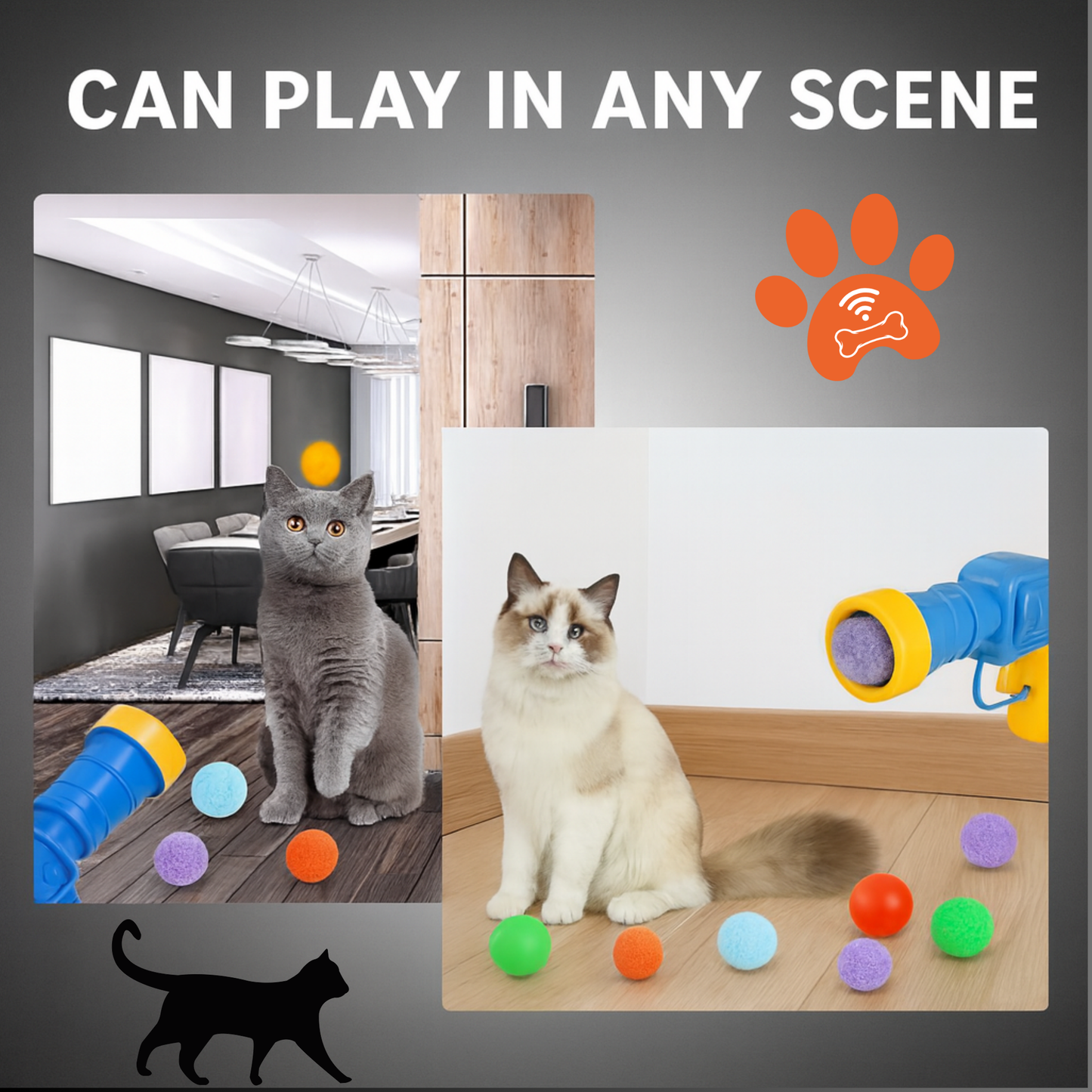 Interactive Cat Toy 80 Glitter Balls + Rainbow Launcher™