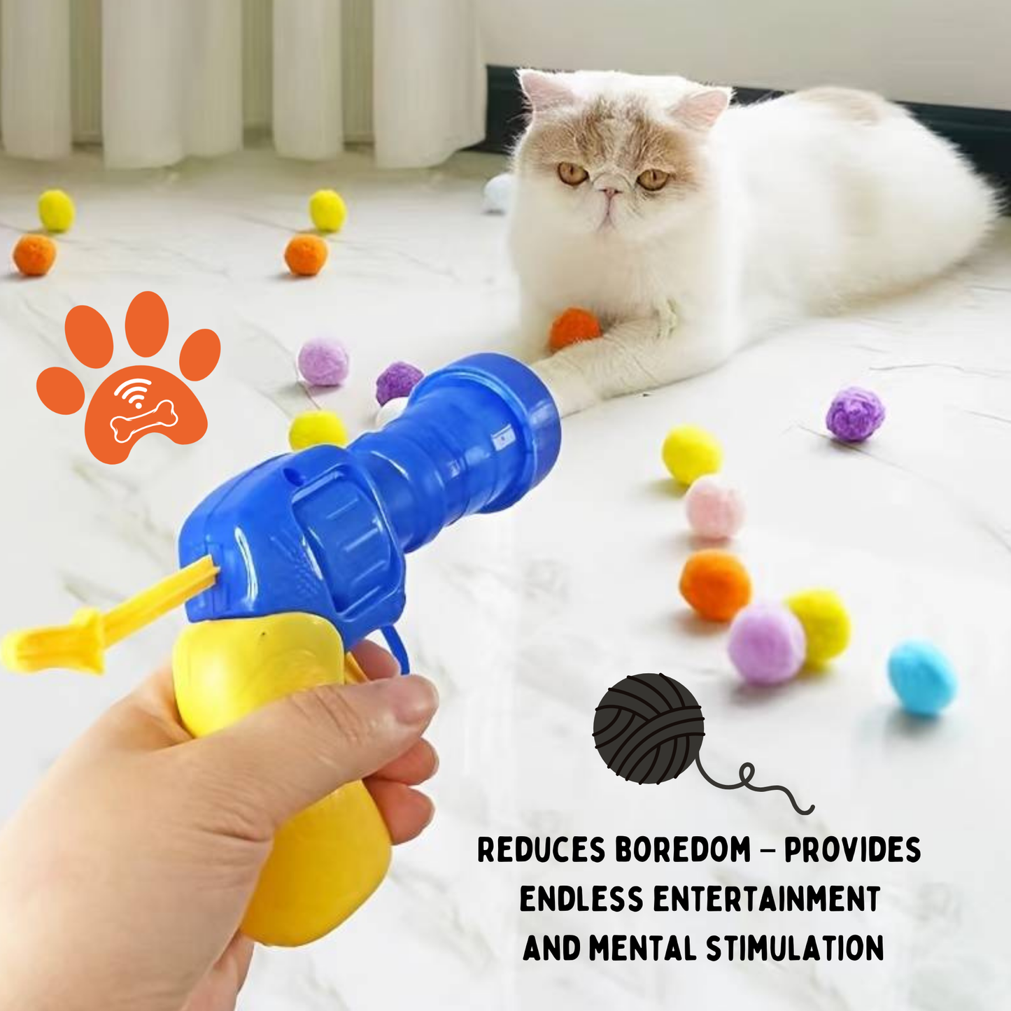 Interactive Cat Toy 80 Glitter Balls + Rainbow Launcher™