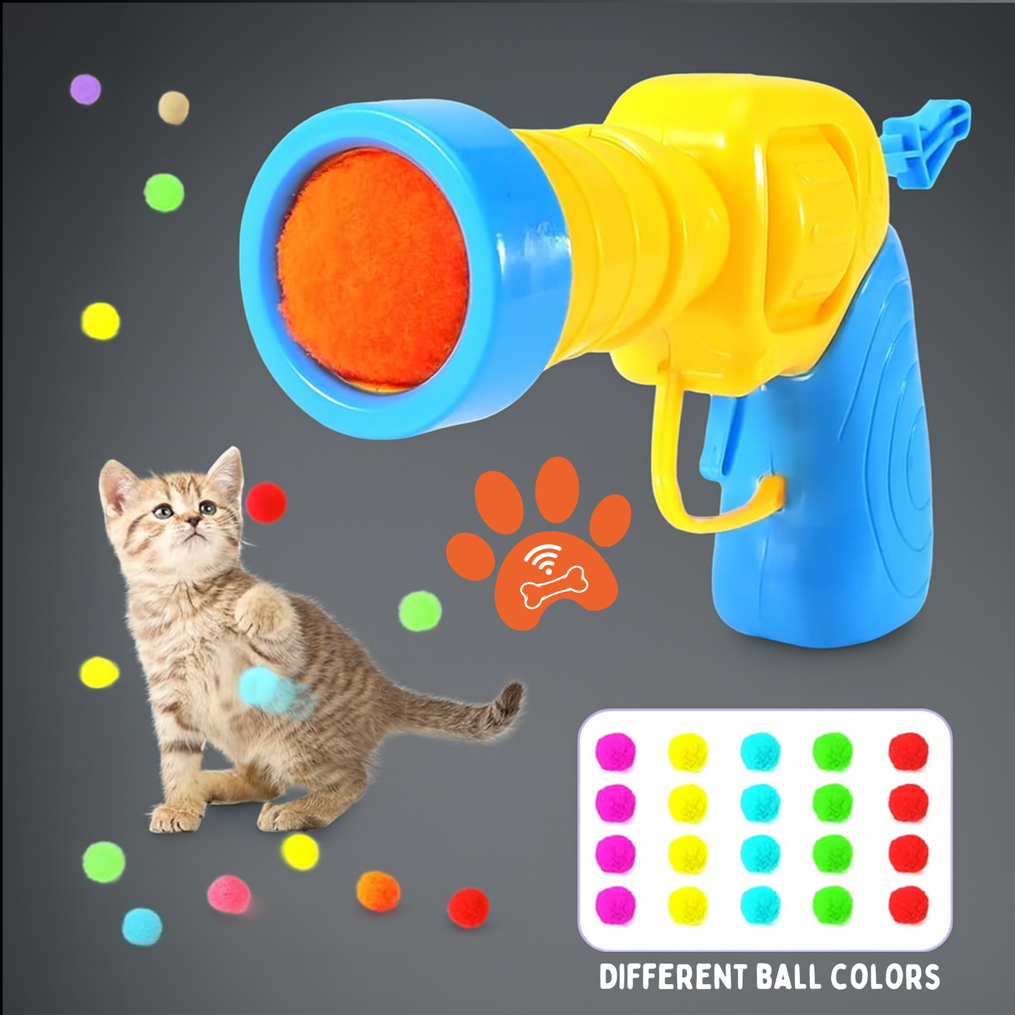 Interactive Cat Toy 80 Glitter Balls + Rainbow Launcher™