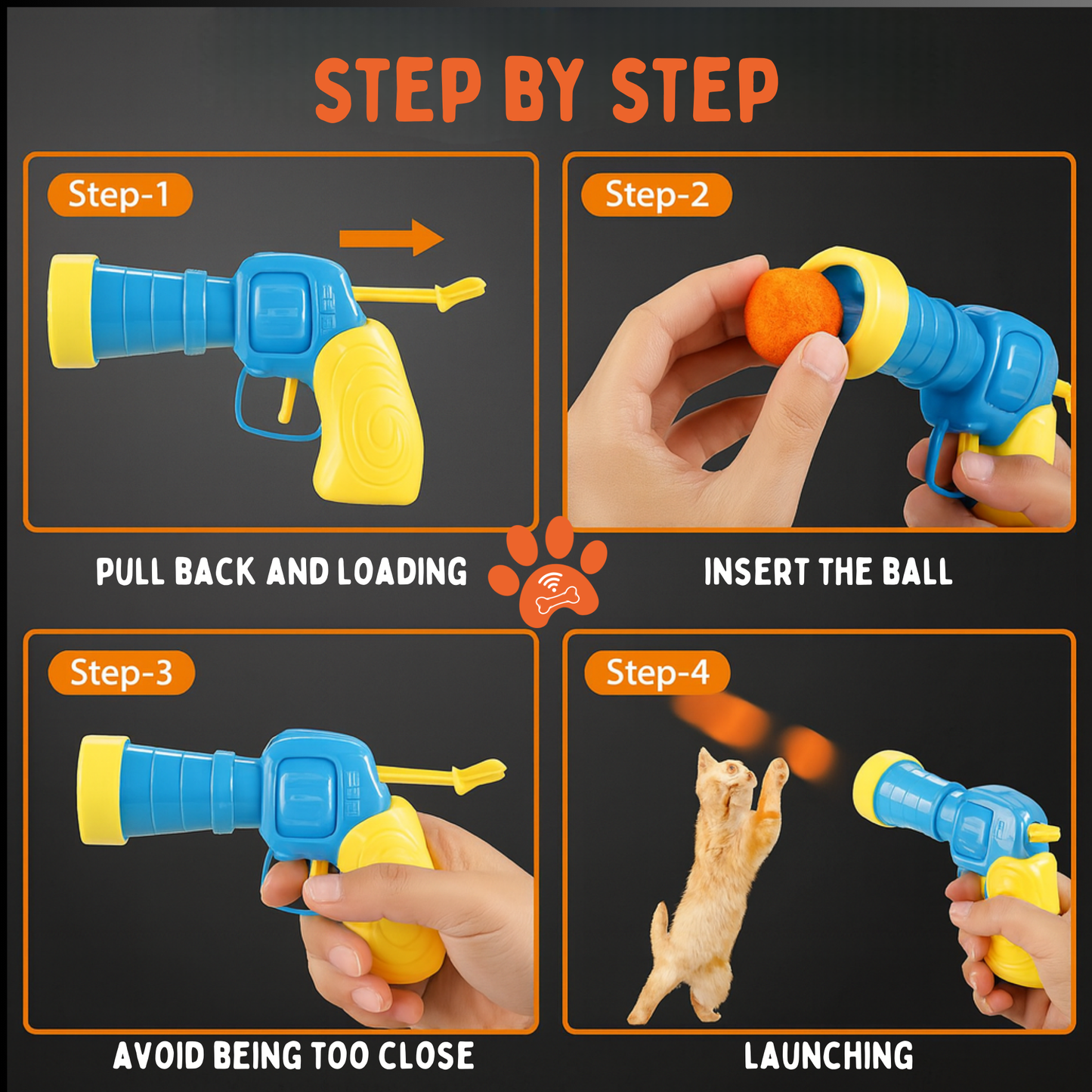 Interactive Cat Toy Balls with Rainbow Launcher Gun