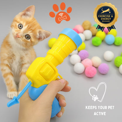 Interactive Cat Toy Balls with Rainbow Launcher Gun