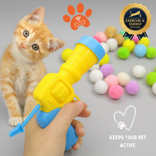 Interactive Cat Toy Balls with Rainbow Launcher Gun