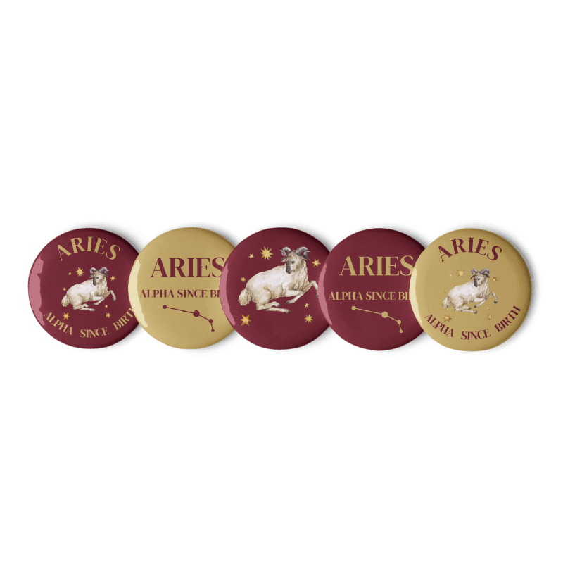Aries Zodiac Pin Buttons Set of 5