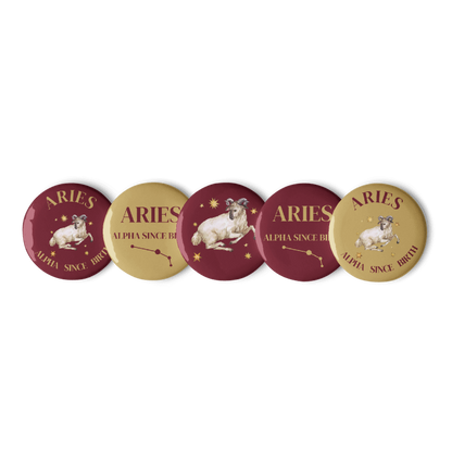 Aries Zodiac Pin Buttons Set of 5