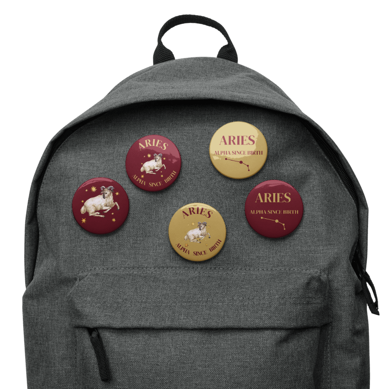 Aries Zodiac Pin Buttons Set of 5
