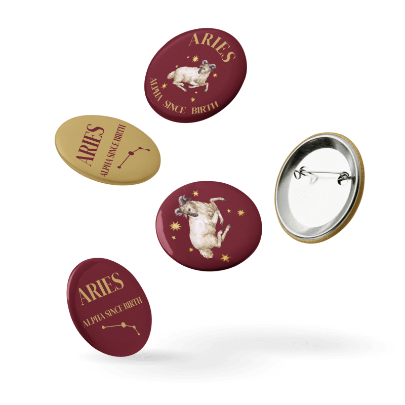Aries Zodiac Pin Buttons Set of 5