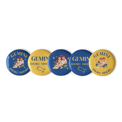 Gemini Zodiac Pin Buttons Set of 5