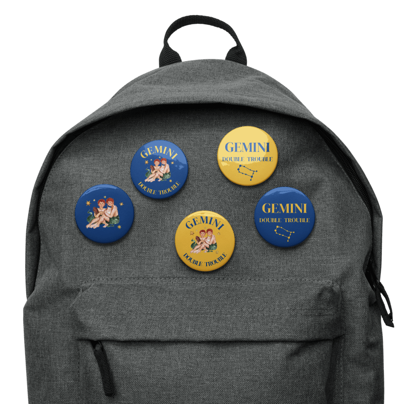 Gemini Zodiac Pin Buttons Set of 5