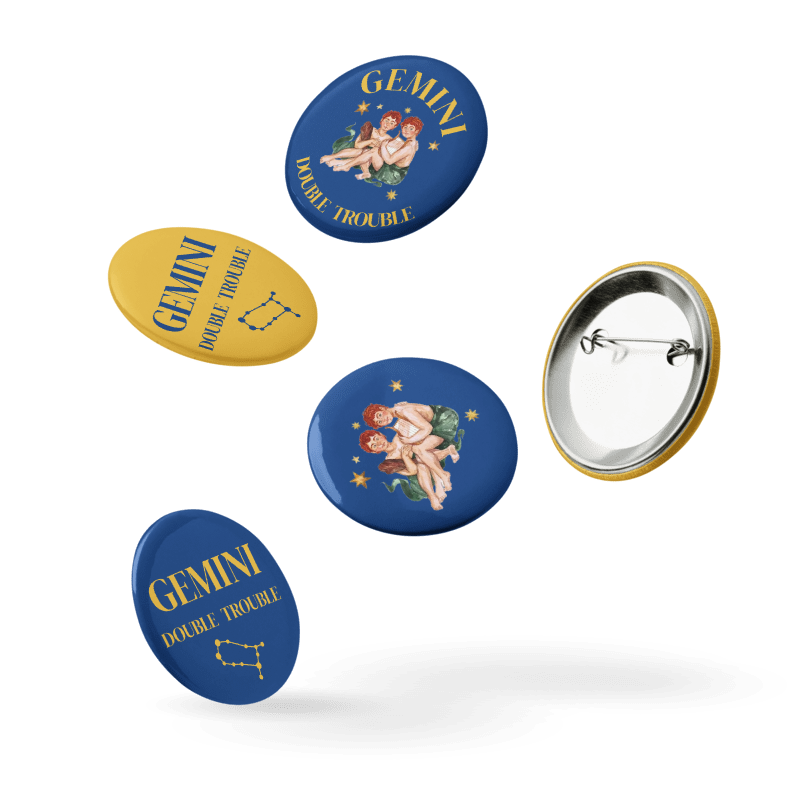 Gemini Zodiac Pin Buttons Set of 5