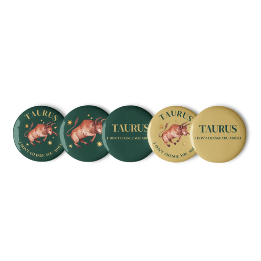 Taurus Zodiac Pin Buttons Set of 5