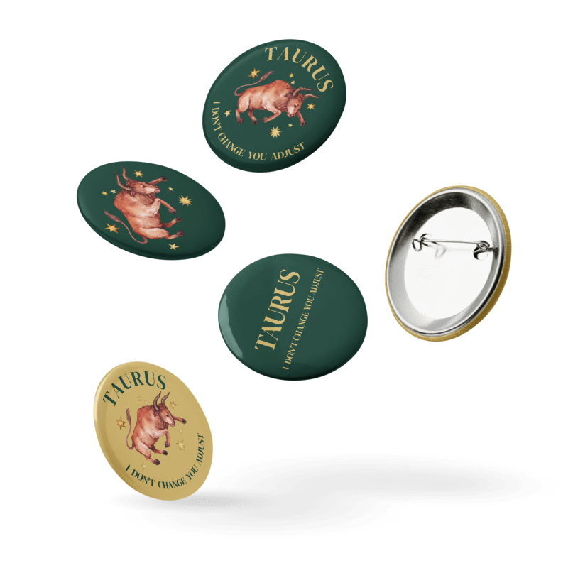Taurus Zodiac Pin Buttons Set of 5