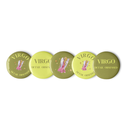 Virgo Zodiac Pin Buttons Set of 5