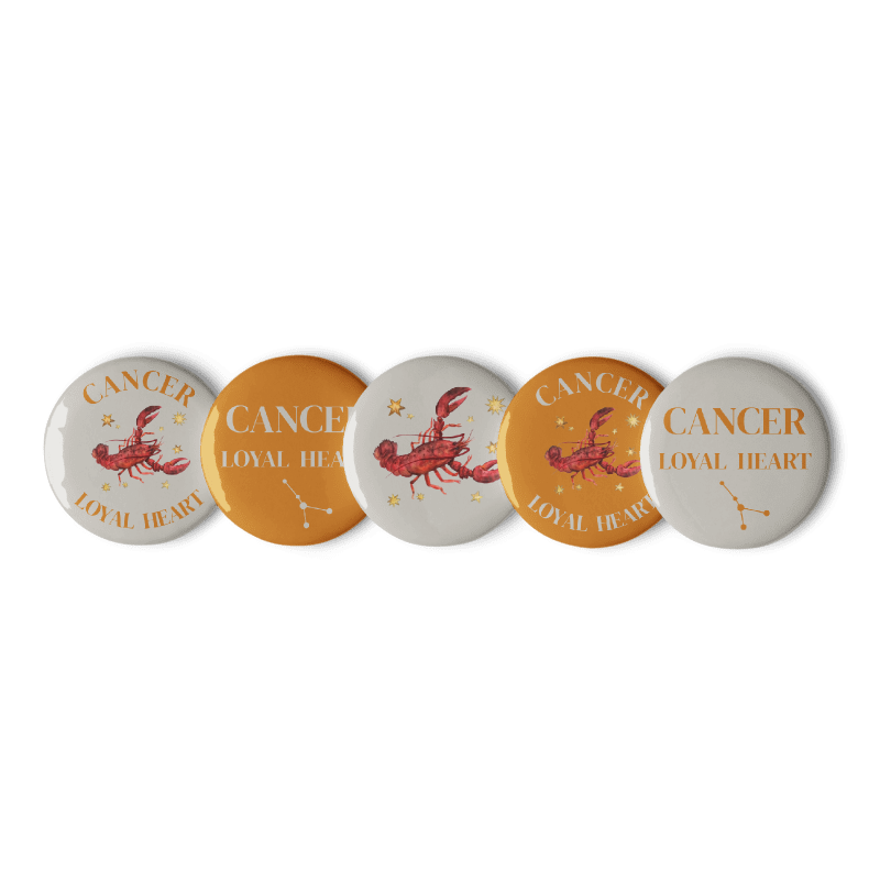 Cancer Zodiac Pin Buttons Set of 5