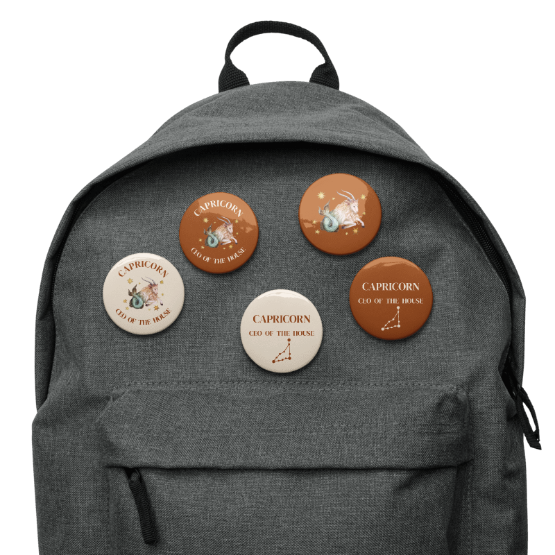 Capricorn Zodiac Pin Buttons Set of 5