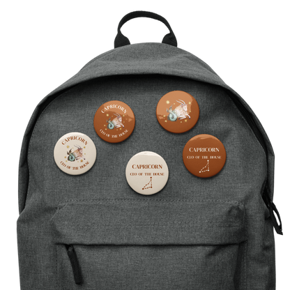 Capricorn Zodiac Pin Buttons Set of 5
