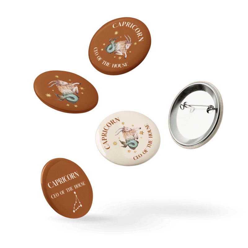 Capricorn Zodiac Pin Buttons Set of 5