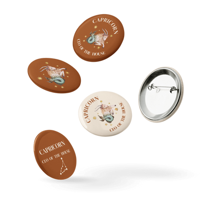 Capricorn Zodiac Pin Buttons Set of 5