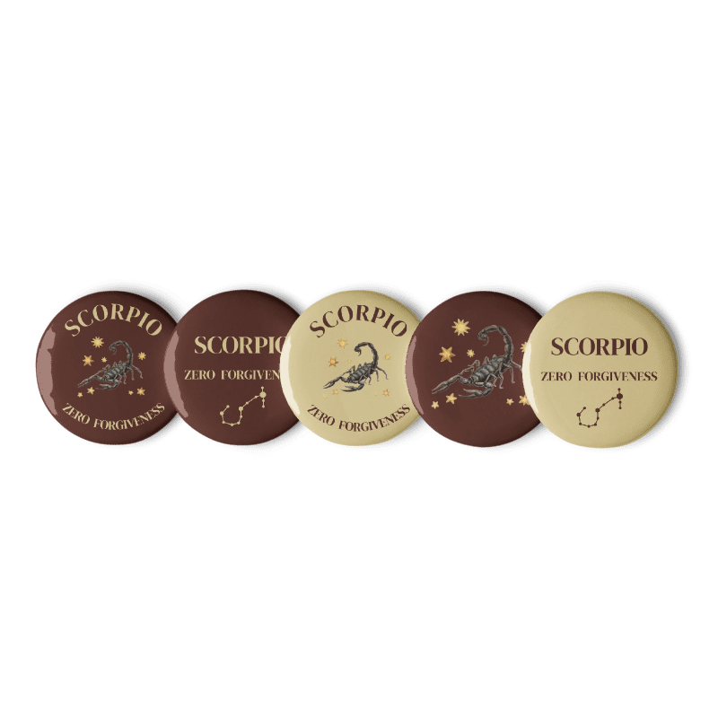Scorpio Zodiac Pin Buttons Set of 5