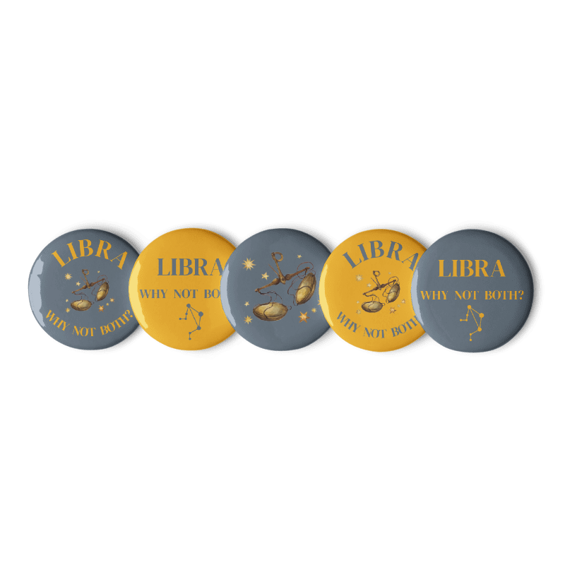 Libra Zodiac Pin Buttons Set of 5