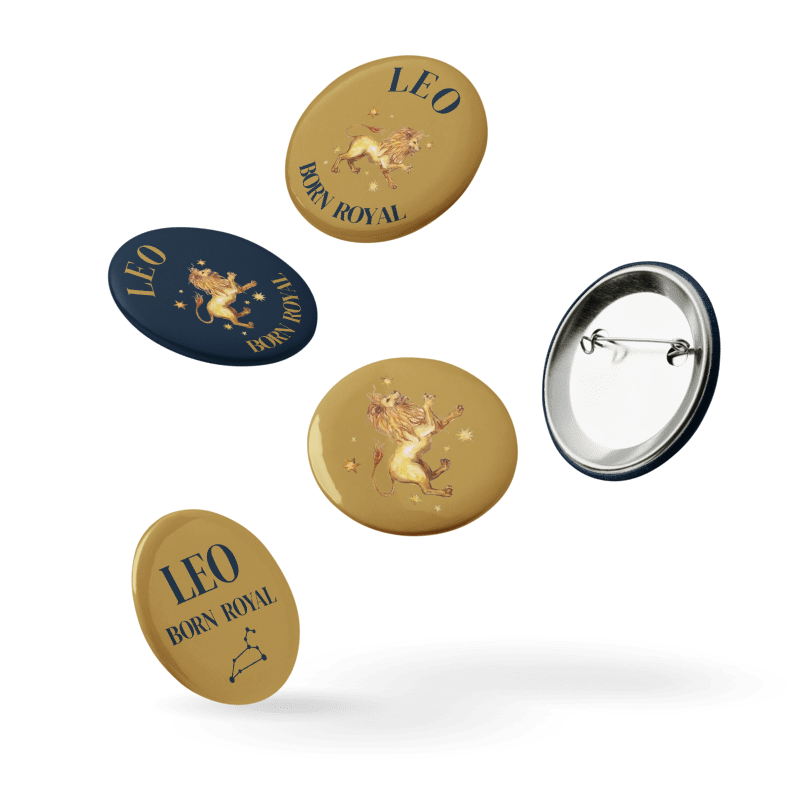 Leo Zodiac Pin Buttons Set of 5