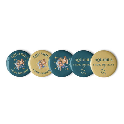 Aquarius Zodiac Pin Buttons Set of 5