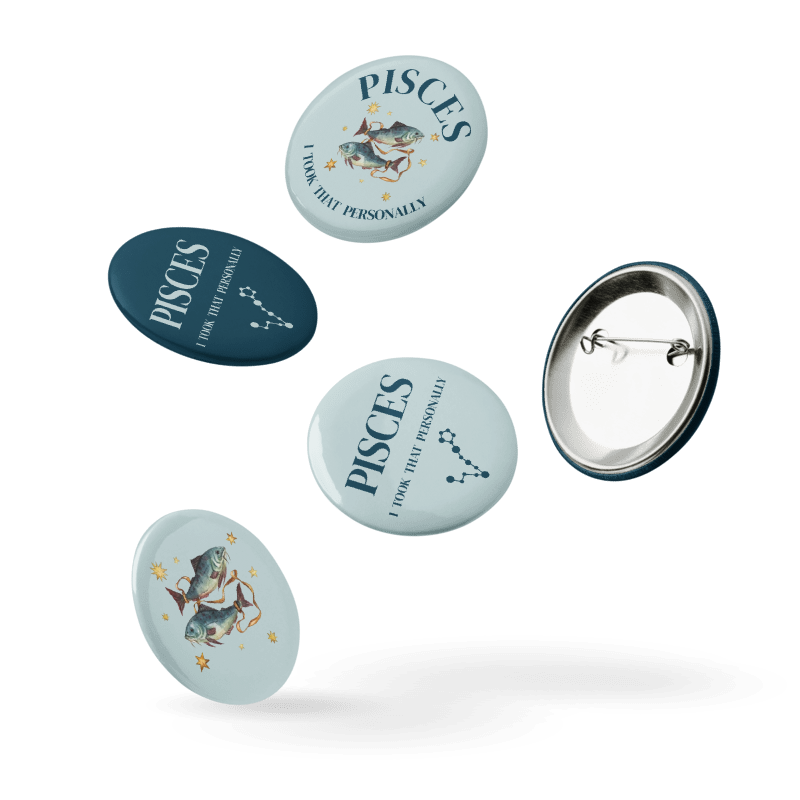 Pisces Zodiac Pin Buttons Set of 5
