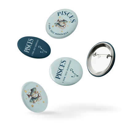 Pisces Zodiac Pin Buttons Set of 5