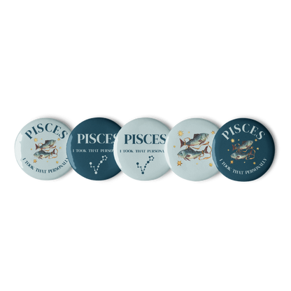 Pisces Zodiac Pin Buttons Set of 5