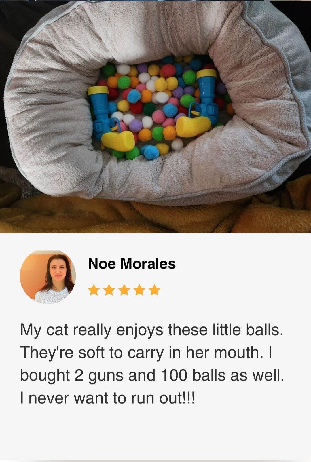Cat bed with colorful balls and two cat toy gun rainbow a review